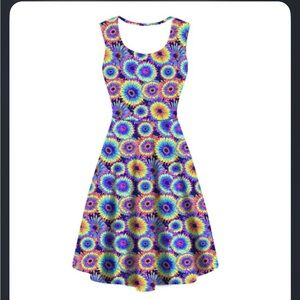 Natopia Electric Circles Sleeveless Deluxe Pocket Dress Size S/M